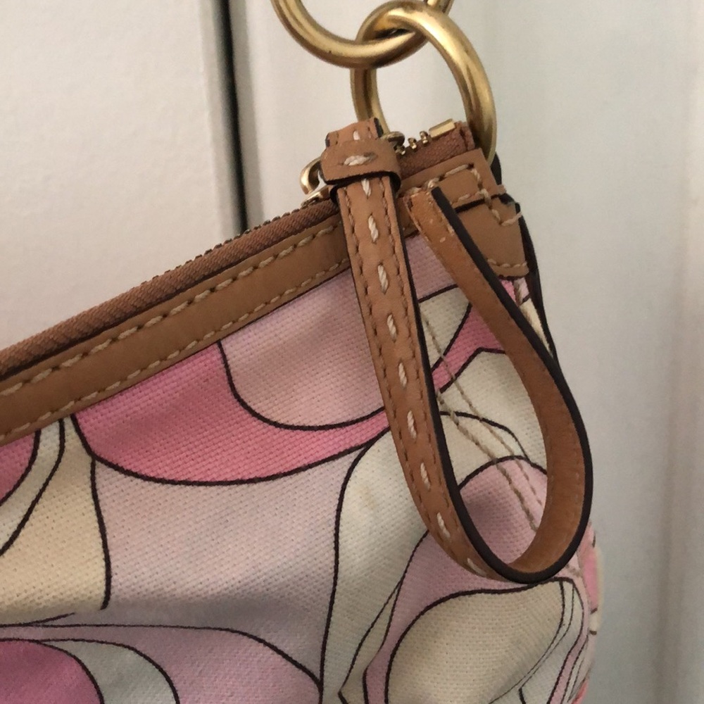 Vintage Signature Coach Pink Optic Soho Hobo 11905 Canvas Tan Bag 2008 - Picture 4 of 7